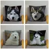 Cuscino adorabile custodia per cani husky siberian decorazione per la casa cuscini per animali per divani super morbido peluche corto 45 45 cm