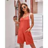 One Piece Jumpsuit For Woman Summer Sexy Sleeveless Romper Playsuit New Casual Pocket Sling Knitted Shorts Jumpsuits Backband Pants Women