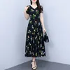 Robes de fête 2024 Floral Boho Beach Chic Chic Maxi Summer mousseline décontractée vintage Long Sundress Femmes BodyCon Viens de soirée noirs