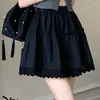 Skirts Matakawa Lace Ruffles Faldas Mujer Sweet Spring Summer A-line Women Korean Style Elegant Cute Retro Mini Skirt Solid