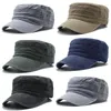 Berets Hat Men Fishing Retro Do Old Wash Jeans Big Head Bib Top Flat Top Outdoor Casual Femed Cap Trend Europe et N Style