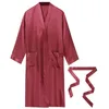 Home Clothing Mens Silky Satiny Bathrobe Sleepwear Long Sleeve Open Front With Waist Belt Side Pockets Kimono Mid Robe Pajamas Homewear