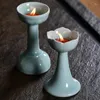 Ljushållare kinesiska celadon ljusstake hushållsmaterial för buddha keramisk lotus smör lamphållare retro dekorationer