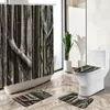 Douchegordijnen Vintage antieke oude houten deurgordijn Country Barm Boer Stone bakstenen muur voetstuk Tapijt Toilet Cover Badkamer Deco set