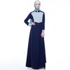 Ethnic Clothing Muslim Turkey Bangladesh Long Skirt Fashion Color Matching Stand-Up Collar Robe Female Islamic Abaya Malaysian Dress Dhzrh