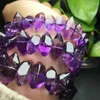 Link Bracelets Natural Amethyst Point Point Ponto Crystal Reiki Healing Stone Jewelry Gifting Gift for Women 1pcs 17-19mm