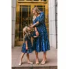 2024 New Street Fashion Fragmentered Flower Square Neck Lantern Sleeve Mother Daughter Child Cute Princess Dress F51452