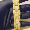Prêt à expédier la mode New Desgin VVS Moisanite Baguette Cut Mens Brand Watch Miami Cuban Chain Link Bracelet