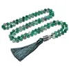 Collares de cuentas de 8 mm Agata a rayas verdes Japamala Knot Collar 108 Mala Beads Meditation Yoga Bendición Joyería Joya Xizang D240514