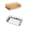 Plates Portable Keeper Dish With Lid Sealing Cutting Kitchen Storage Butter Box Rectangle Container Cheese Cooking Tools