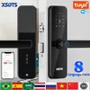 Tuya WiFi Electronic Smart Door Lock med Biometric FingerPrint Smart Card Password Nyckel Unlock USB Emergency Charge 240507