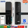 TUYA WiFi Electronic Smart Door Lock avec une empreinte digitale biométrique Mot de passe de mot de passe de déverrouillage USB Charge d'urgence 240507