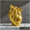 Vases Figurines Resin anatomique Coeur Fleur Potte de fleurs Vase Vase Séclées Récipient de fleurs en forme Scpture Decoration Home Drop Livilar