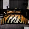 Defina a cama de qualidade definida com estampa de leopardo selvagem ER com travesseiro trapaceiro macio e fácil para o rei queen size 230715 entrega de gota dhnwb