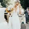 2024 Sexy Boho Wedding Dresses Women Half Sleeeves V-Neck Backless Bridal Gowns Sweep Train Buttons Back Vestido De Novia Customed