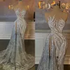 Sexy Fantastic Mermaid Evening Dress Lrregular Collar New Side High Split Crystal Tulle Party Gowns Robes De Soiree Sweep Train 0514