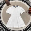 Top Girls Jirt Kids Designer Vêtements Plaid Revers Robes fille taille 100-150 cm Robe de princesse Summer à manches courtes Baby Roule 24MA