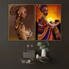 Pintura de lona de mulher africana, lindas mulheres negras de arte de parede, sala de estar moderna, imagem estética interior para decoração de casa sem enquadrado