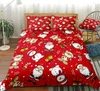 Bedding Sets Merry Christmas Set Santa Claus Duvet Cover Winter Red Cartoon Snowman Bedclothes Black Gold Elk Quilt