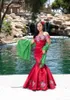Feestjurken Mexicaanse avond zeemeermin stijl van de schouder bloemen geborduurde applique sweet 16 jurk formele prom -jurken lang