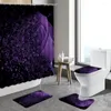 Shower Curtains Spring Flower Color Rose Floral Bathroom Decor Sets Non-slip Carpet Toilet Bath Mat Flannel Rugs Washable Fabric