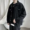 Black Denim Short Jacket Men Jeans Jacket Coats Casual Windbreaker Poches Sauthes Bomber Streetwear Man Vêtements Outwear 240514