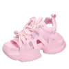 Pink Mesh Mujeres transpirables Sandalias cómodas Moda Summer 75 cm Peep Toe Plataforma Wedge High Hidden Tals Ladies 240509
