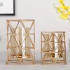 Candle Holders Golden Iron Holder European Geometric Candlestick Romantic Crystal Cup Home Decoration Table