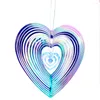 Decorative Figurines 3D Stereoscopic Rainbow Painted Love Heart Rotate Wind Chimes Spinning Sequin Streamer Bird Repellent Balcony Garden