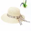 Wide Brim Hats 2024 Summer Femme's Prew Ribbon Bowknot Ladies Beach Caps Outdoor Sun Protection Panama