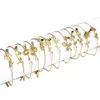 Braccialetti di fascino 1pc Bracciale fiorito in acciaio inossidabile per le donne Gioielli Birthstone Charms Gold Color Link Chain regalo 16 cm