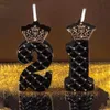 5Pcs Candles Number Crown Birthday Candle Princess Crown Themed Cake Candle for Birthday Party White Cute Candles for Cake Topper Decors
