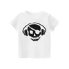 T-shirts 2024 Nieuwe mode Kids T-shirt voor jongens Zwart Wit Gray Kort Sleeve Kinder Kleding Rock Print Boy T-shirt voor Girls Tops T240513
