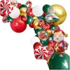 Feestdecoratie kerstballon krans boog set rode en witte snoep ballonnen boom kerstman aluminium folie