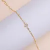 PVD Gold plattiert wasserdichtes Edelstahl -Papierklammketten rundes Zirkonia -Armband für Frauen Großhandel Schmuck