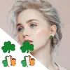 Kolczyki stadninowe irlandzkie zielone drewniane akcesoria do ucha