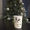 Tasses jetables Paies 100pcs Net Red Coffee Cup 250 ml Joure de thé de lait de consommation de consommation créatrice de Noël