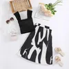 Clothing Sets Kids Girls Clothes Summer 2 Piece Outfits Black Sleeveless Camisole Tops Abstract Pattern Print Skirt
