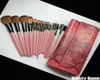 15 pcs Make -up Pinsel Lidschatten Set Eyebrow Kamm mit Roll -Up -Schlangenmuster rosa Bag Make -up Pinsel 7533384