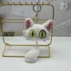 Kawaii Plush Cat Keychain Squeaking PP Cotton Stuffed Kitten Doll White Black Cats Key Chains Bag Pendant