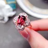 Cluster Rings MeiBaPJ Natural Diopside/Garnet Gemstone Trendy Ring For Women Real 925 Sterling Silver Charm Fine Party Jewelry