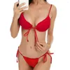 Frauen Badebekleidung Sexy Red Bikini 2024 Saiten zweiteilige Badeanzug Frauen Tanga Bikinis Set Bather Beachwear Krawatte Badeanzug Pool Pool