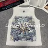 Mix 4 Colors Summer Women's Vest Knitted D Letter Embroidered Sleeveless Crew Neck Tank Vest Pullover Top For Women