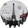 Bordduk Paris europeiska stadslandskap rött blad eiffel torn gatulampan par omfamnar på vintage svart vit rund bordsduk