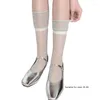 Femmes de chaussettes françaises vintage pointes transparentes sur le mollet pour fille en mailles lâches épisser la fibre de verre