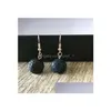 Dangle Chandelier Dangle Chandelier Round Black Lava Stone Earrings Necklace Diy Aromatherapy Essential Oil Diffuser Earings Jewelry Dhjvi