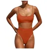 Frauen Badebekleidung Womens High Tailled Badeanzüge unterer gepolsterter Badeanzüge elastischer Bikini -Sets zweiteiliger Badeanzug