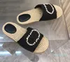 15A 2024 Women's Slippers Summer Sexy sandals Designer straw woven platform sandals Flats Fashion old shoes women beach comfortable outerwear shoes
