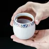 Чашки блюдцы Jingdezhen Ceramic Tea Cup Travel White фарфоровое ручное печатное молоко