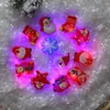 Glow Dark In Christmas Rings 10Pcs Flash Brooch Toy LED Santa Snowman Shine Toys Child Gift Navidad Party Decoration 1027 s